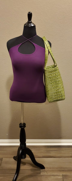 Plus Size Neon Green Faux Croc Shoulder Bag